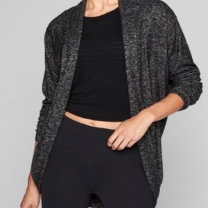 Athleta Women’s Grey Heathered Luxe Pose Wrap Open Cardigan XS Style 868698